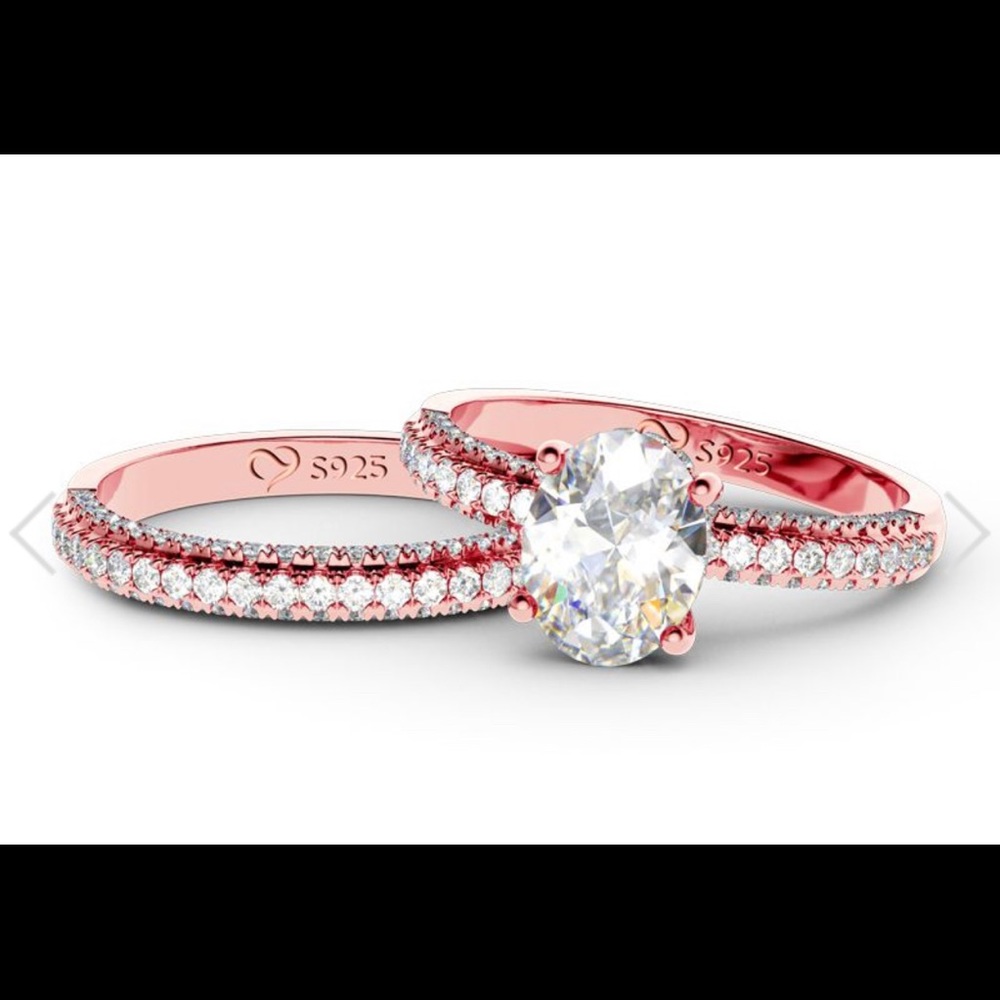 JEULIA Wedding rings Side stones oval cut sterling silver ring set wedding 5 - Picture 16 of 16